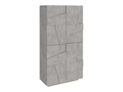 Sapateira Orfeo, Armário multiuso com 4 portas articuladas, Sapateira de entrada, 100% Fabricado na Itália, 81x38h167 cm, Cimento^Dmora Clearance