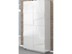 Sapateira Orfeo, Armário multiuso com 4 portas articuladas, Sapateira de entrada, 100% Fabricado na Itália, 81x38h167 cm, brilhante*Dmora Hot