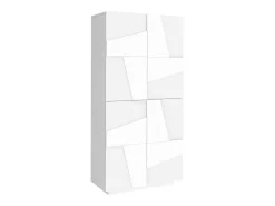 Sapateira Orfeo, Armário multiuso com 4 portas articuladas, Sapateira de entrada, 100% Fabricado na Itália, 81x38h167 cm, brilhante*Dmora Hot