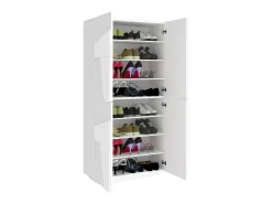 Sapateira Orfeo, Armário multiuso com 4 portas articuladas, Sapateira de entrada, 100% Fabricado na Itália, 81x38h167 cm, brilhante*Dmora Hot
