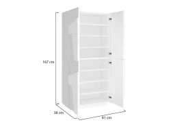 Sapateira Orfeo, Armário multiuso com 4 portas articuladas, Sapateira de entrada, 100% Fabricado na Itália, 81x38h167 cm, brilhante*Dmora Hot
