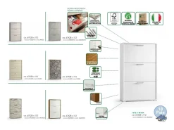 Sapateira Peonia, Móvel de entrada multiuso com 3 portas sanfonadas, Sapateira de dupla profundidade, 100% Fabricado na Itália, 67x28h112 cm, Lariço*Dmora New