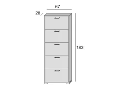 Sale Sapateira Surfinia, Móvel de entrada multiuso com 5 portas sanfonadas, Sapateira de dupla profundidade, 100% Fabricado na Itália, 67x28h183 cm, Cimento Móvel De Arrumação|Sapateira