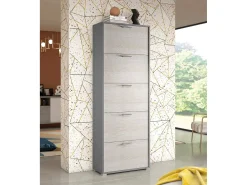 Sapateira Surfinia, Móvel de entrada multiuso com 5 portas sanfonadas, Sapateira de dupla profundidade, 100% Fabricado na Itália, 67x28h183 cm, Larício^Dmora Clearance