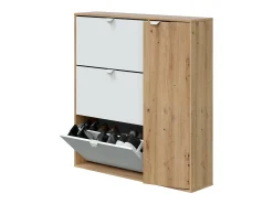Sapateira Tok, sapateira de entrada com 4 portas, sapateira que economiza espaço, 105x24h112 cm, e Carvalho^Dmora Sale