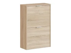 Sapateira Valdosta, Sapateira economizadora de espaço com 2 portas, Sapateira de entrada, Armário sapateira, 50x22h76 cm, Carvalho*Dmora Discount