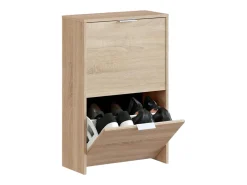 Sapateira Valdosta, Sapateira economizadora de espaço com 2 portas, Sapateira de entrada, Armário sapateira, 50x22h76 cm, Carvalho*Dmora Discount