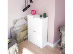 Sapateira Valdosta, Sapateira economizadora de espaço com 2 portas, Sapateira de entrada, Armário sapateira, 50x22h76 cm,^Dmora