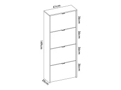 Sapateira Vettore, sapateira de entrada que economiza espaço, sapateira com 4 portas dobráveis, 61x25h149 cm, carvalho^Dmora Hot