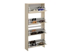 Sapateira Vettore, sapateira de entrada que economiza espaço, sapateira com 4 portas dobráveis, 61x25h149 cm, carvalho^Dmora Hot