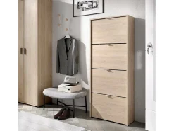 Sapateira Vettore, sapateira de entrada que economiza espaço, sapateira com 4 portas dobráveis, 61x25h149 cm, carvalho^Dmora Hot