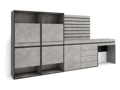Sapateira, 297x35x145cm, Para quarto, dormitório, Cómoda, Tiras Deco. Madeira, Toucador, Cimento^Skraut Home Best