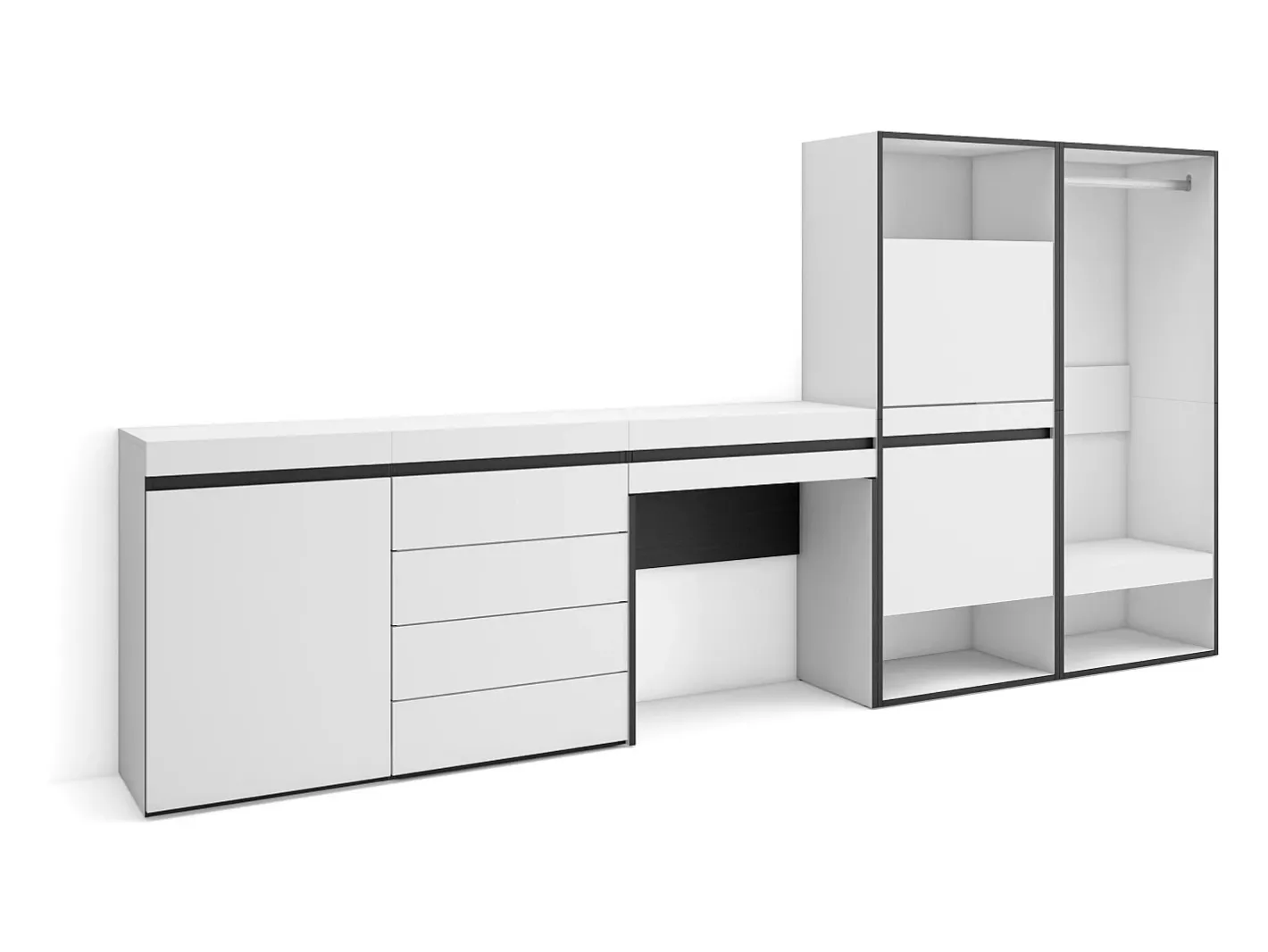 Sapateira, 297x35x145cm, Para quarto, dormitório, Roupeiro aberto, Cómoda, Toucador,^Skraut Home Outlet