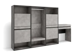 Sapateira, 250x35x145cm, Para quarto, dormitório, Roupeiro aberto, Toucador, Cimento*Skraut Home New