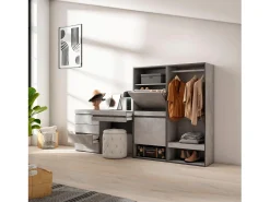 Sapateira, 247x35x145cm, Para quarto, dormitório, Roupeiro aberto, Cómoda, Toucador, Cimento*Skraut Home Clearance