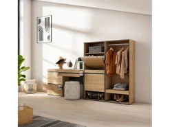 Sapateira, 247x35x145cm, Para quarto, dormitório, Roupeiro aberto, Cómoda, Toucador, Carvalho^Skraut Home Clearance