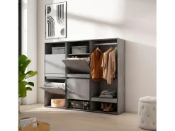 Sapateira, 180x35x145cm, Para quarto, dormitório, Roupeiro aberto, Cimento^Skraut Home Best