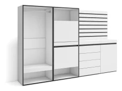 Clearance Sapateira, 227x35x145cm, Para quarto, dormitório, Roupeiro aberto, Cómoda, Tiras Deco. Madeira, Móvel De Arrumação|Sapateira