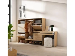 Sapateira, 250x35x145cm, Para quarto, dormitório, Roupeiro aberto, Toucador, Carvalho*Skraut Home Online