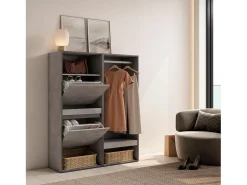 Clearance Sapateira, 120x35x145cm, Para quarto, dormitório, Roupeiro aberto, Cimento Móvel De Arrumação|Sapateira