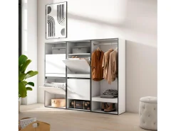 Skraut Home Móvel De Arrumação|Sapateira*Sapateira, 180x35x145cm, Para quarto, dormitório, Roupeiro aberto, Branco