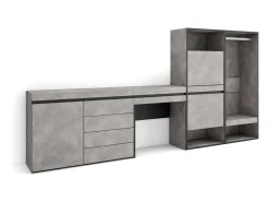 Sapateira, 297x35x145cm, Para quarto, dormitório, Roupeiro aberto, Cómoda, Toucador, Cimento^Skraut Home Clearance