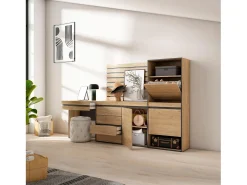 Skraut Home Móvel De Arrumação|Sapateira*Sapateira, 237x35x145cm, Para quarto, dormitório, Cómoda, Tiras Deco. Madeira, Toucador, Carvalho Natural claro