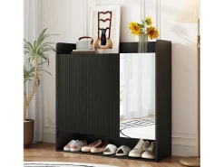 Sapateiro 110x35,5x110 cm - com espelho - com 3 portas - MDF -*ModernLuxe Discount