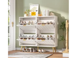 Sapateiro 100x24x91,25cm - con 4 portas de abrir - prateleira de 8 níveis - puxador de metal -*ModernLuxe Online
