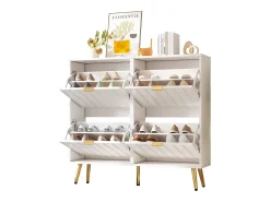 Sapateiro 100x24x91,25cm - con 4 portas de abrir - prateleira de 8 níveis - puxador de metal -*ModernLuxe Online