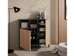 Discount Sapateiro/Móvel organização - H87cm x L90cm x P27cm cinza grafite portas impression serrado - Moss Móvel De Arrumação|Sapateira