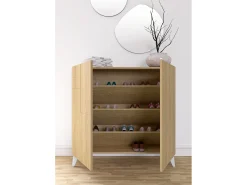 Sapateiro/Móvel organização - H87cm x L90cm x P27cm chêne dore pernas – Bergen Móvel De Arrumação|Sapateira