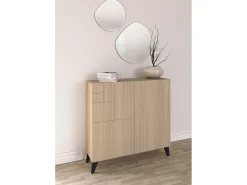 Herdasa Móvel De Arrumação|Sapateira*Sapateiro/Móvel organização - H87cm x L90cm x P27cm nogueira clara pernas - Bergen Preto