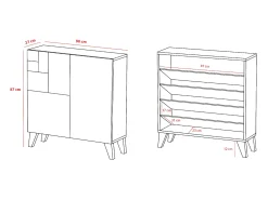 Sapateiro/Móvel organização - H87cm x L90cm x P27cm chêne dore – Bergen^Herdasa Clearance