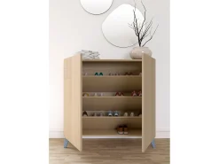 Sapateiro/Móvel organização - H87cm x L90cm x P27cm nogueira clara pernas - Bergen*Herdasa Discount