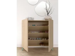 Sapateiro/Móvel organização - H87cm x L90cm x P27cm nogueira clara pernas - Bergen*Herdasa