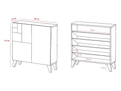 Clearance Sapateiro/Móvel organização - H87cm x L90cm x P27cm chêne dore pernas moca – Bergen Móvel De Arrumação|Sapateira