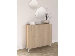 Sapateiro/Móvel organização - H87cm x L90cm x P27cm nogueira clara pernas - Bergen*Herdasa