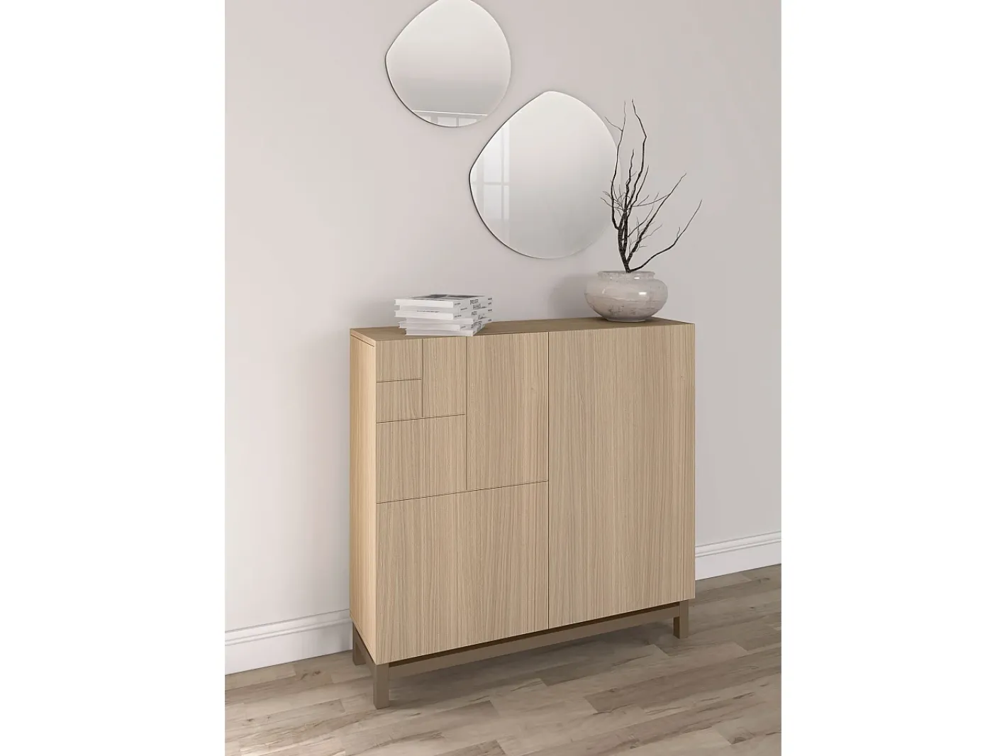 Herdasa Móvel De Arrumação|Sapateira*Sapateiro/Móvel organização - H90cm x L90cm x P27cm nogueira clara pernas moca - Copenhague Castanho