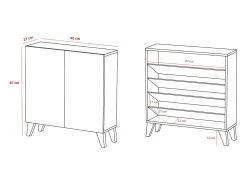 Sapateiro/Móvel organização - H87cm x L90cm x P27cm chêne portas impression serrado - Sunne^Herdasa Clearance