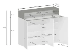 ScarpIera Dcanestrell, Suporte para sapatos com economia de espaço com 4 portas, Armário de entrada multifuncional, 114x38h100 cm, Branco e Ardósia*Dmora Hot