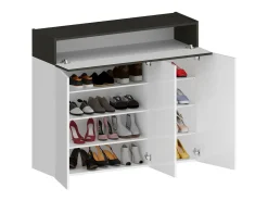 ScarpIera Dcanestrell, Suporte para sapatos com economia de espaço com 4 portas, Armário de entrada multifuncional, 114x38h100 cm, Branco e Ardósia*Dmora Hot
