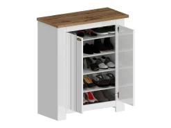 Scarpiera Dcittadin, Porta scarPe economizador de espaço com 2 portas, armário de entrada multifuncional, 84x42h100 cm, branco e carvalho*Dmora Best