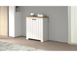 Scarpiera Dcittadin, Porta scarPe economizador de espaço com 2 portas, armário de entrada multifuncional, 84x42h100 cm, branco e carvalho*Dmora Best