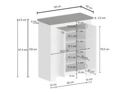 Scarpiera Dcittadin, Porta scarPe economizador de espaço com 2 portas, armário de entrada multifuncional, 84x42h100 cm, branco e carvalho*Dmora Best