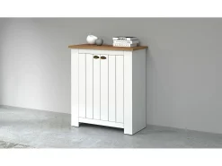 Scarpiera Dcittadin, Porta scarPe economizador de espaço com 2 portas, armário de entrada multifuncional, 84x42h100 cm, branco e carvalho*Dmora Best