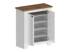 Scarpiera Dcittadin, Porta scarPe economizador de espaço com 2 portas, armário de entrada multifuncional, 84x42h100 cm, branco e carvalho*Dmora Best