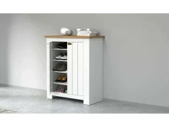 Scarpiera Dcittadin, Porta scarPe economizador de espaço com 2 portas, armário de entrada multifuncional, 84x42h100 cm, branco e carvalho*Dmora Best