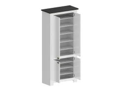 ScHarpeira Dcicerell, Suporte para sapatos com economia de espaço com 4 portas, Armário de entrada multifuncional, 84x42h200 cm, Branco e Ardósia^Dmora Online
