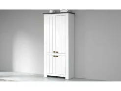 ScHarpeira Dcicerell, Suporte para sapatos com economia de espaço com 4 portas, Armário de entrada multifuncional, 84x42h200 cm, Branco e Ardósia^Dmora Online